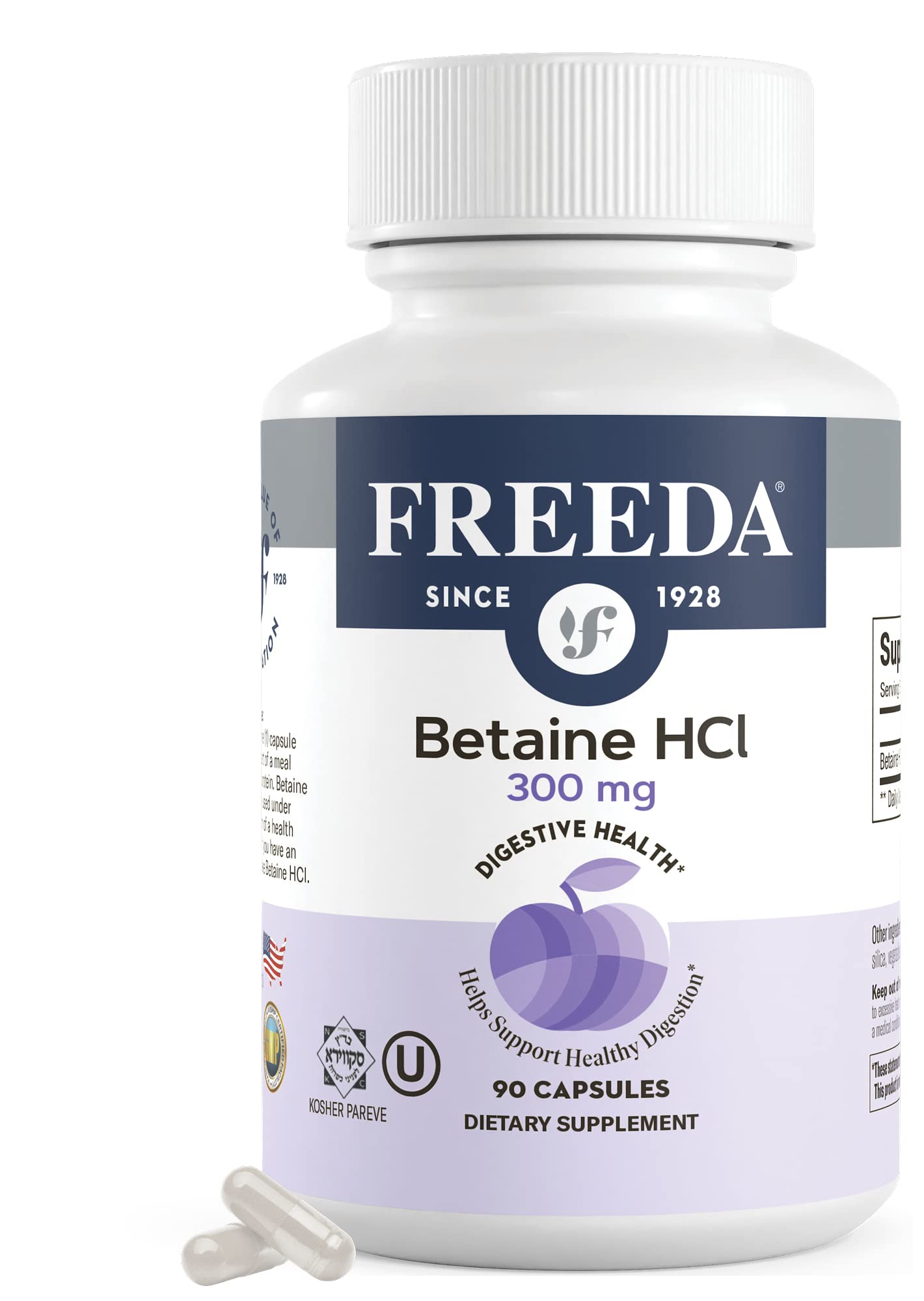 Freeda Betaine HCl Vegan Digestive Supplement Capsule, 90 Capsules