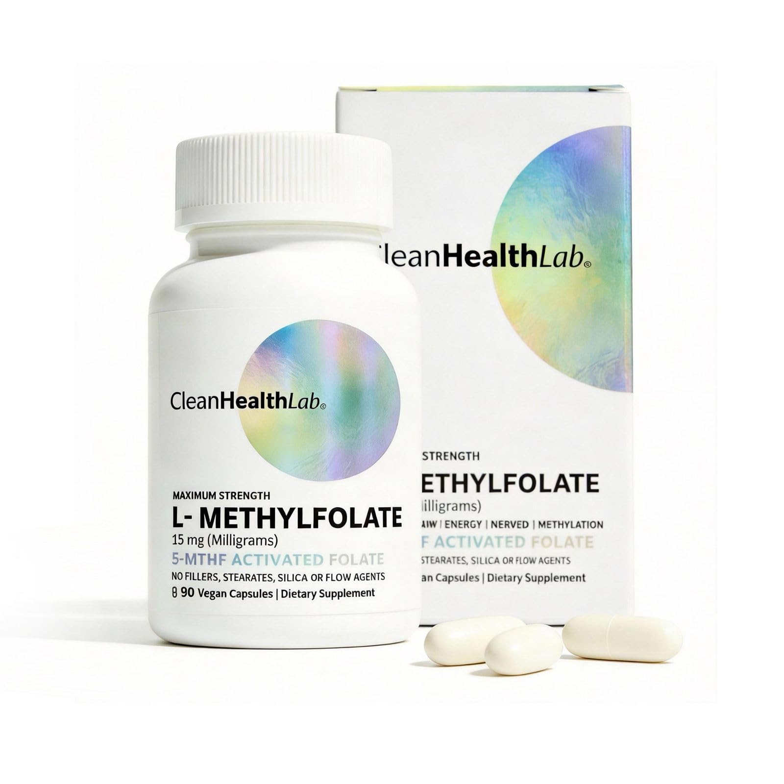 CLEAN HEALTH LAB L-Methylfolate 15mg 5-MTHF Active Folate Capsule, 90 Count