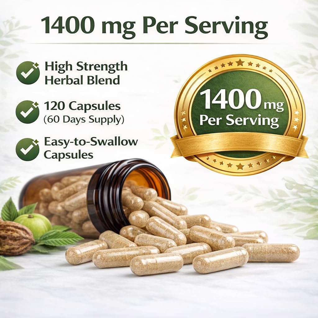 Naturfi Organic Triphala Capsules 1400 mg, 120 Count