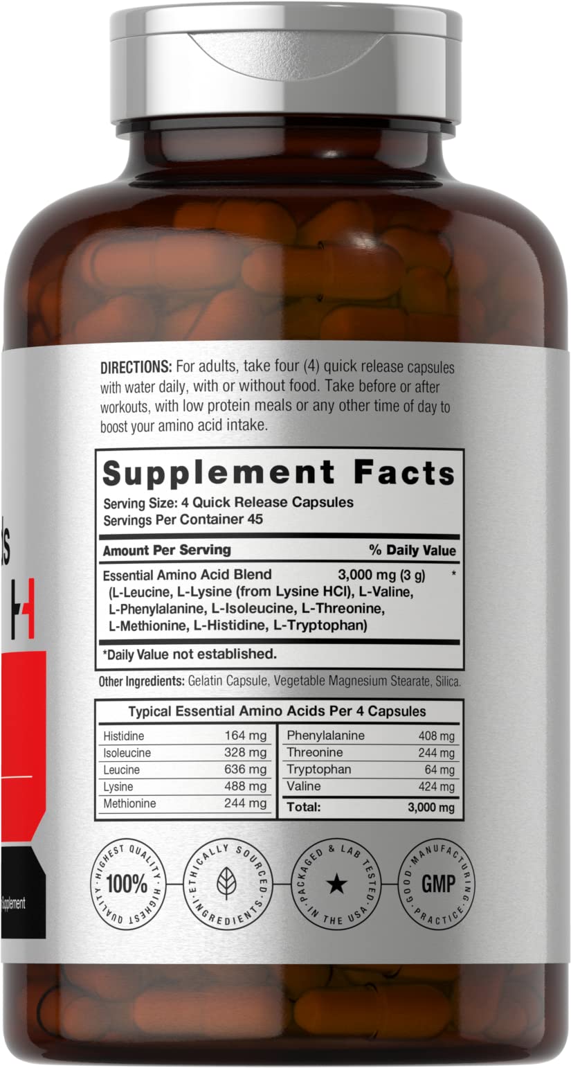 Horbäach Essential Amino Acids Capsules, 180 Count