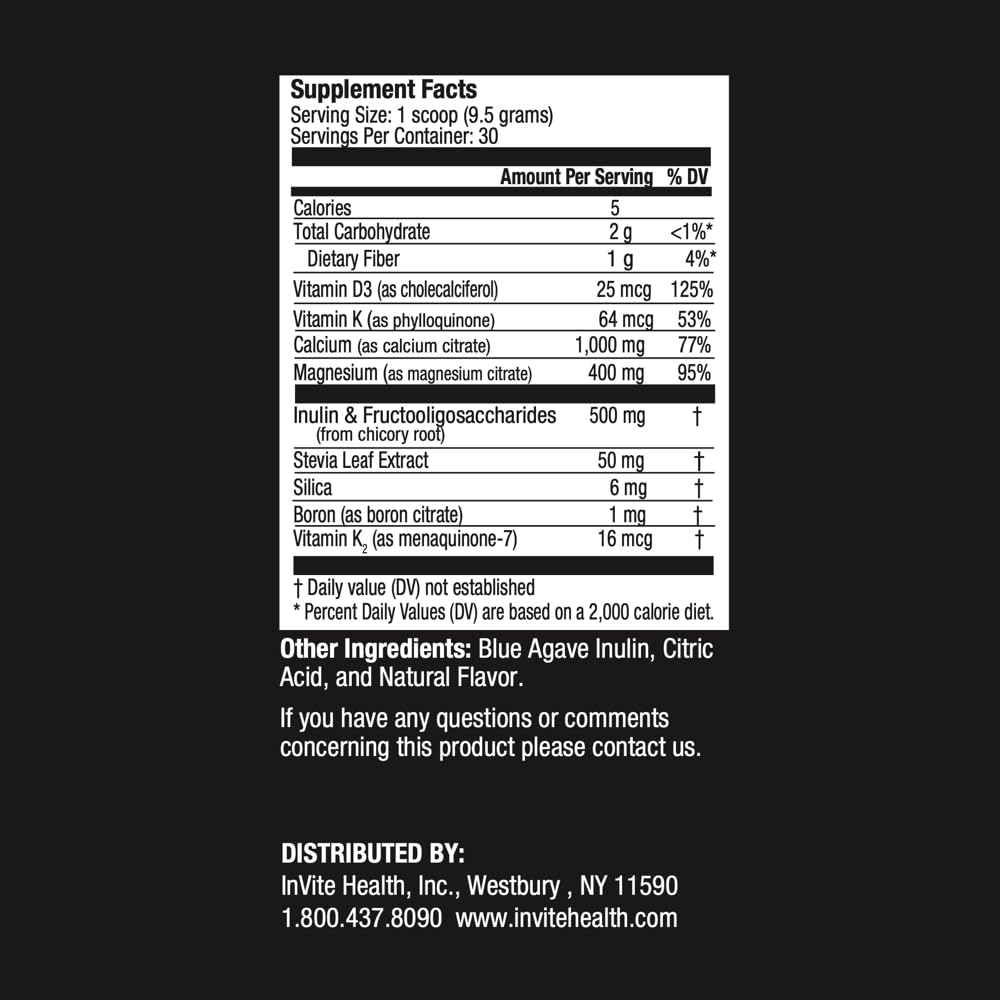 Invite Health Bone Powder - Comprehensive Once-Daily Powdered Formula to Support Bone Health - Helps Enhance Calcium Absorption, Powder, 10 Ounce