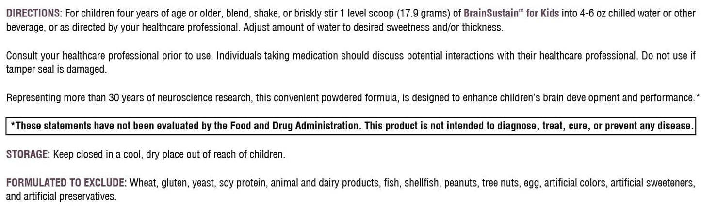 XYMOGEN BrainSustain for Kids - 6 g Pea & Rice Protein - Vanilla Delight Flavor Powder, 9.47 oz