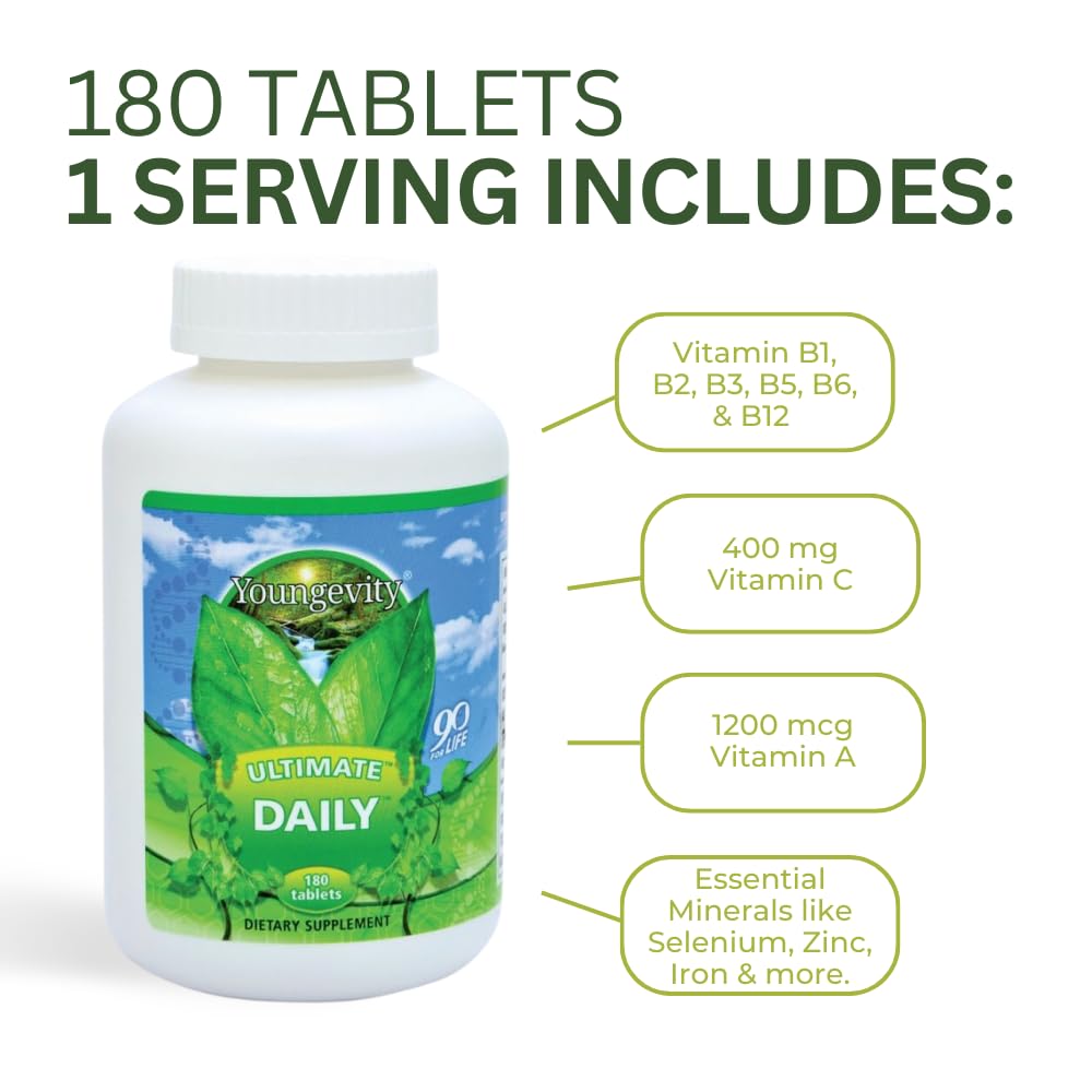 Youngevity Ultimate Daily Mega Multivitamin Tablet, 180 Count