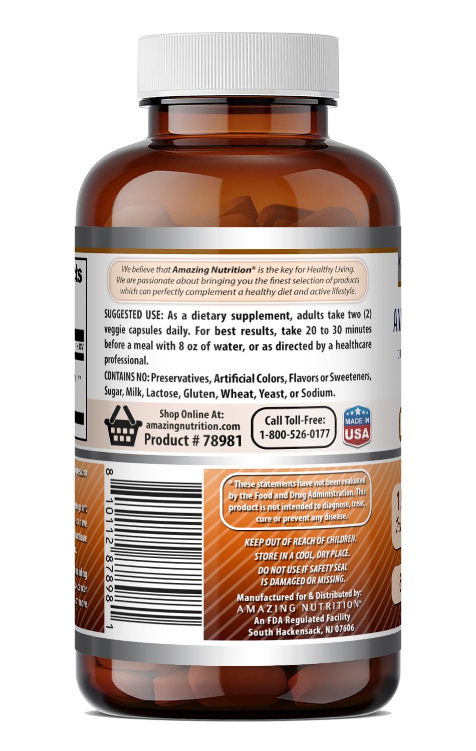 Amazing Nutrition Ceylon Cinnamon 1200 Mg Per Serving Capsules 60 Count