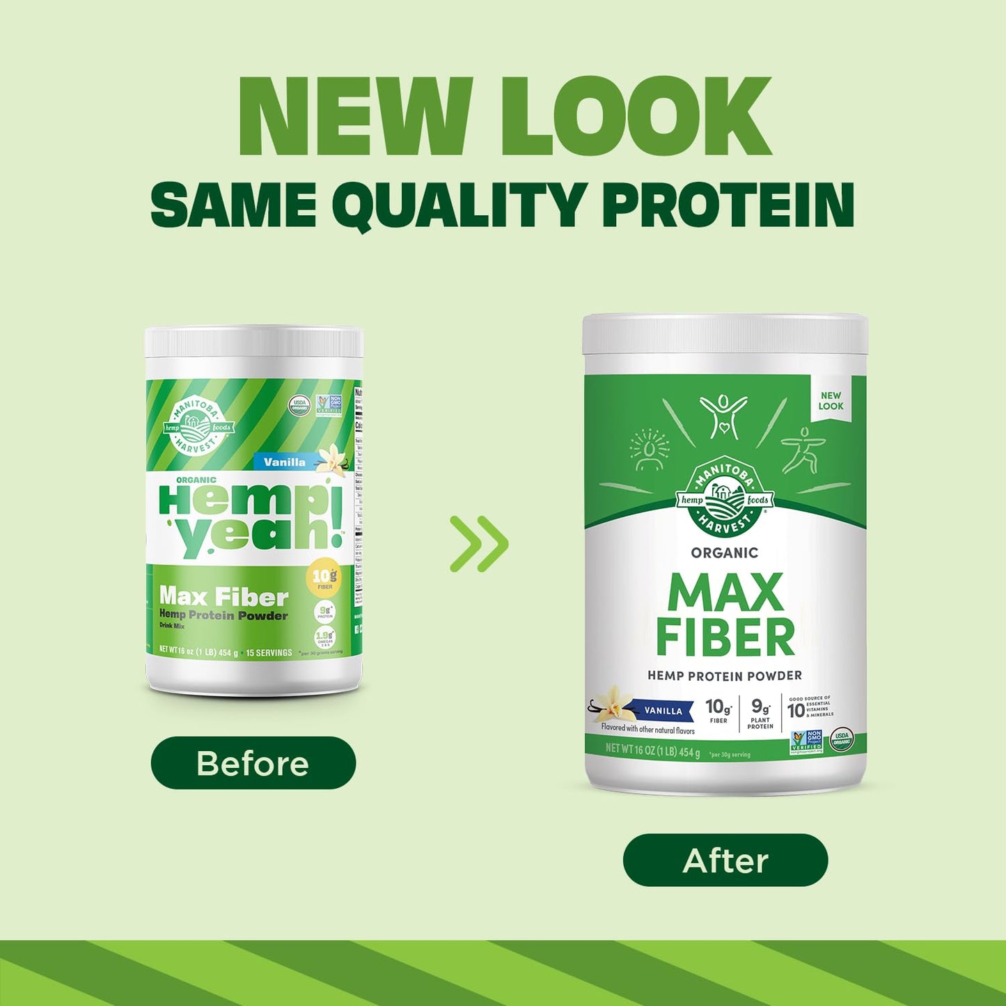 Manitoba Harvest Hemp Yeah Organic Max Fiber Protein Powder, Vanilla, 16 oz