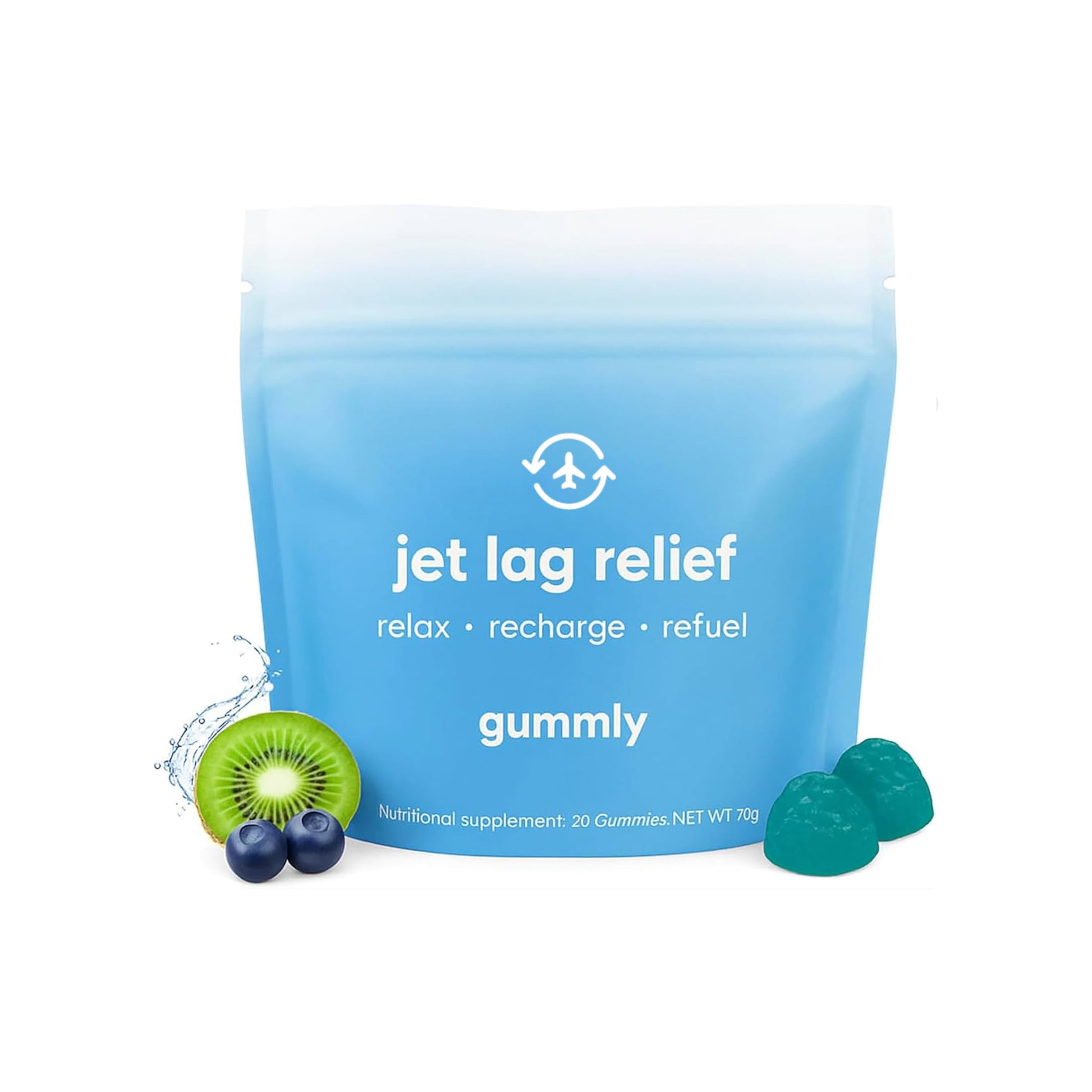 Gummly Jet Lag Remedy for Travel Gummies 20 Gummies