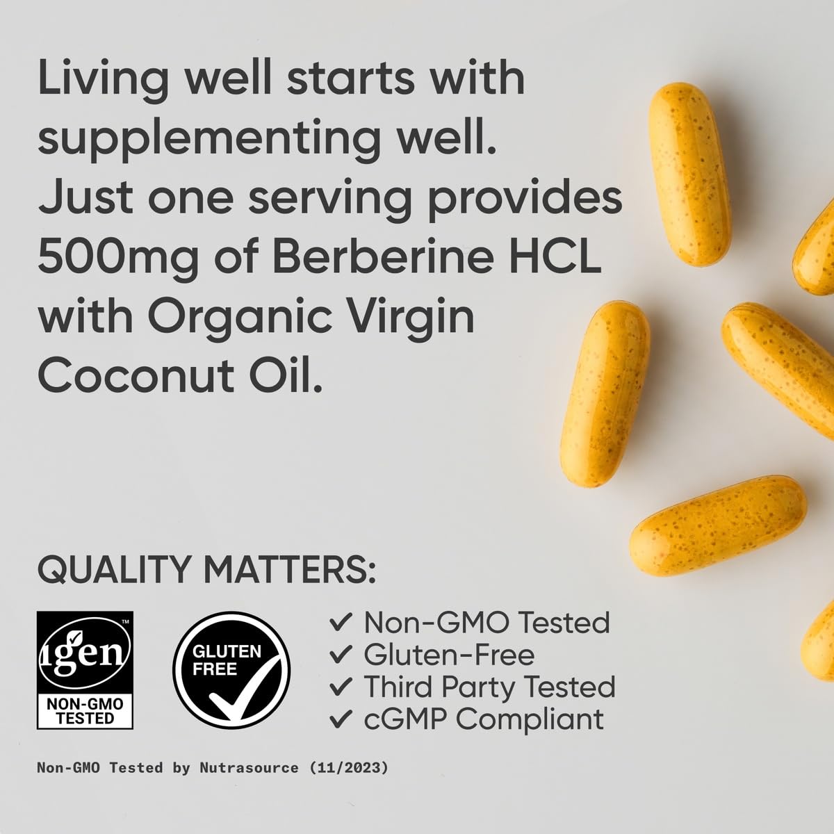 Sports Research Berberine 500mg Supplement with Coconut Oil Capsule 180 Count