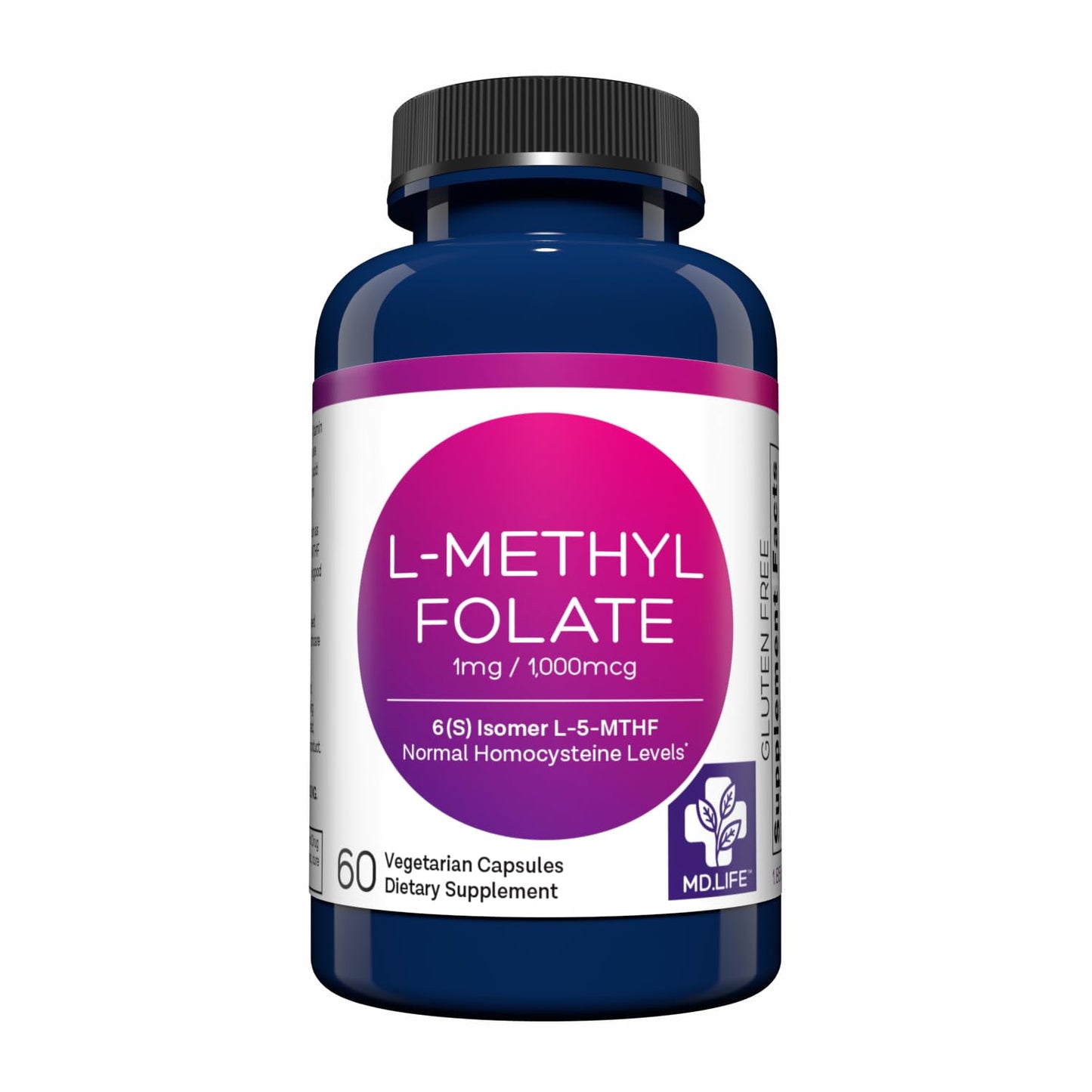 MD.LIFE L-Methylfolate 1 mg Capsules, 30 Count