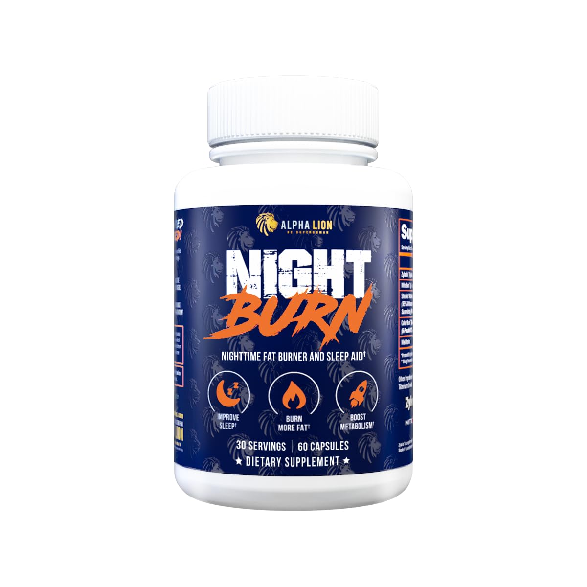 ALPHA LION Night Burn Capsule, Metabolism Booster for Weight Loss, 60 Capsules