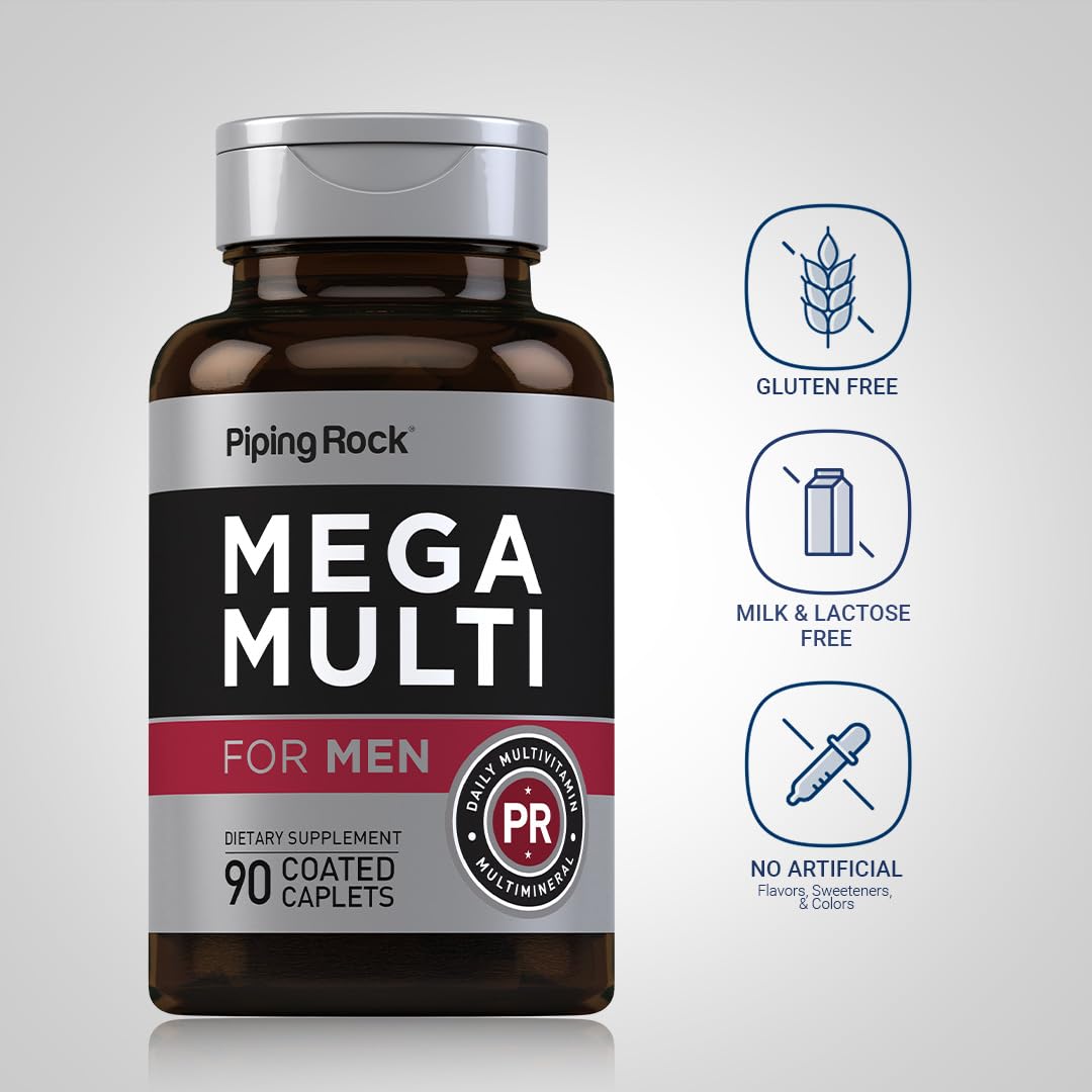 Piping Rock Men's Multivitamin Caplets, 90 Count