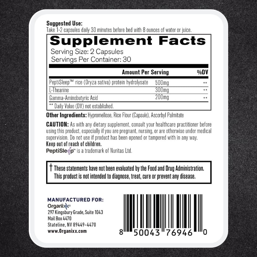 Organixx Clean Sleep 3D Melatonin Free, L-Theanine & GABA Capsule, 30 Count