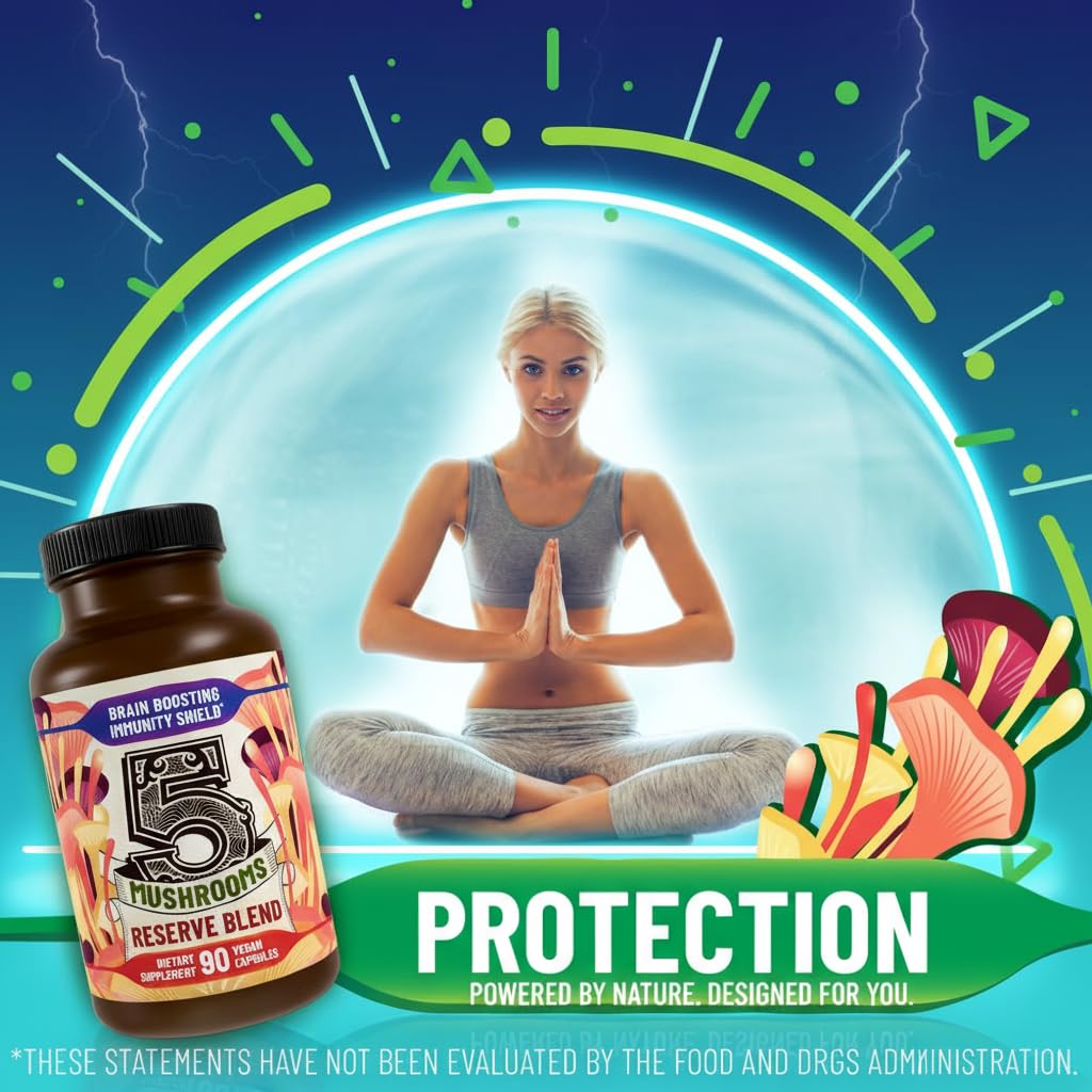 Hippie Farms 5 Mushrooms Reserve Blend Mushroom Supplement 90 Capsules