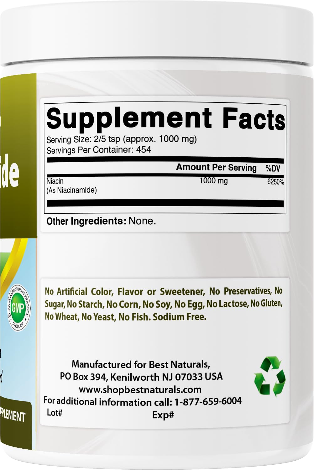 Best Naturals Niacinamide (Vitamin B3) Pure Powder, 16 oz