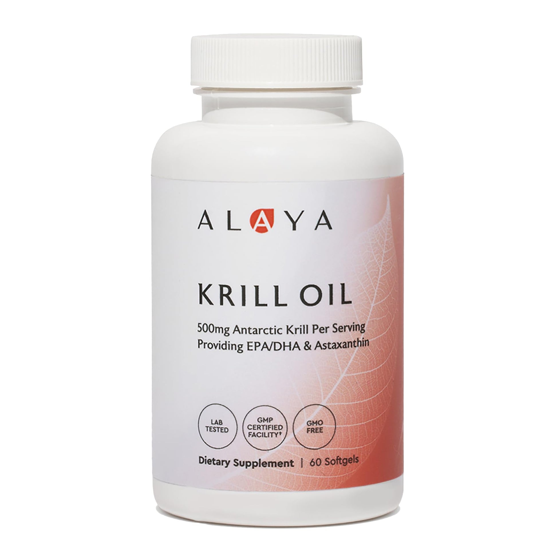 Alaya Naturals Antarctic Krill Oil 500mg Supplement with Phospholipids, EPA/DHA Omega-3 & Astaxanthin Softgels 60