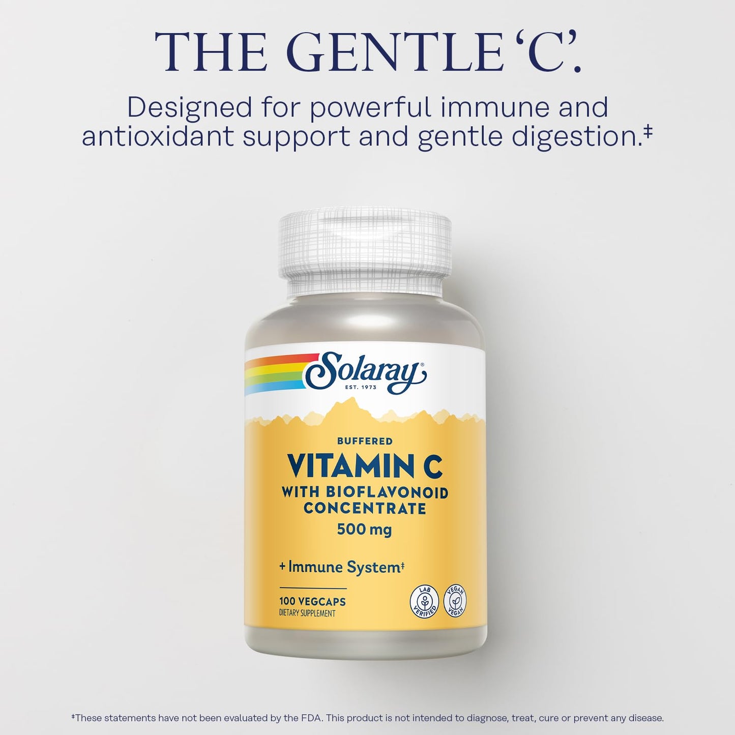 SOLARAY Buffered Vitamin C 500mg with Bioflavonoids, Rose Hips and Acerola Cherry VegCaps 100