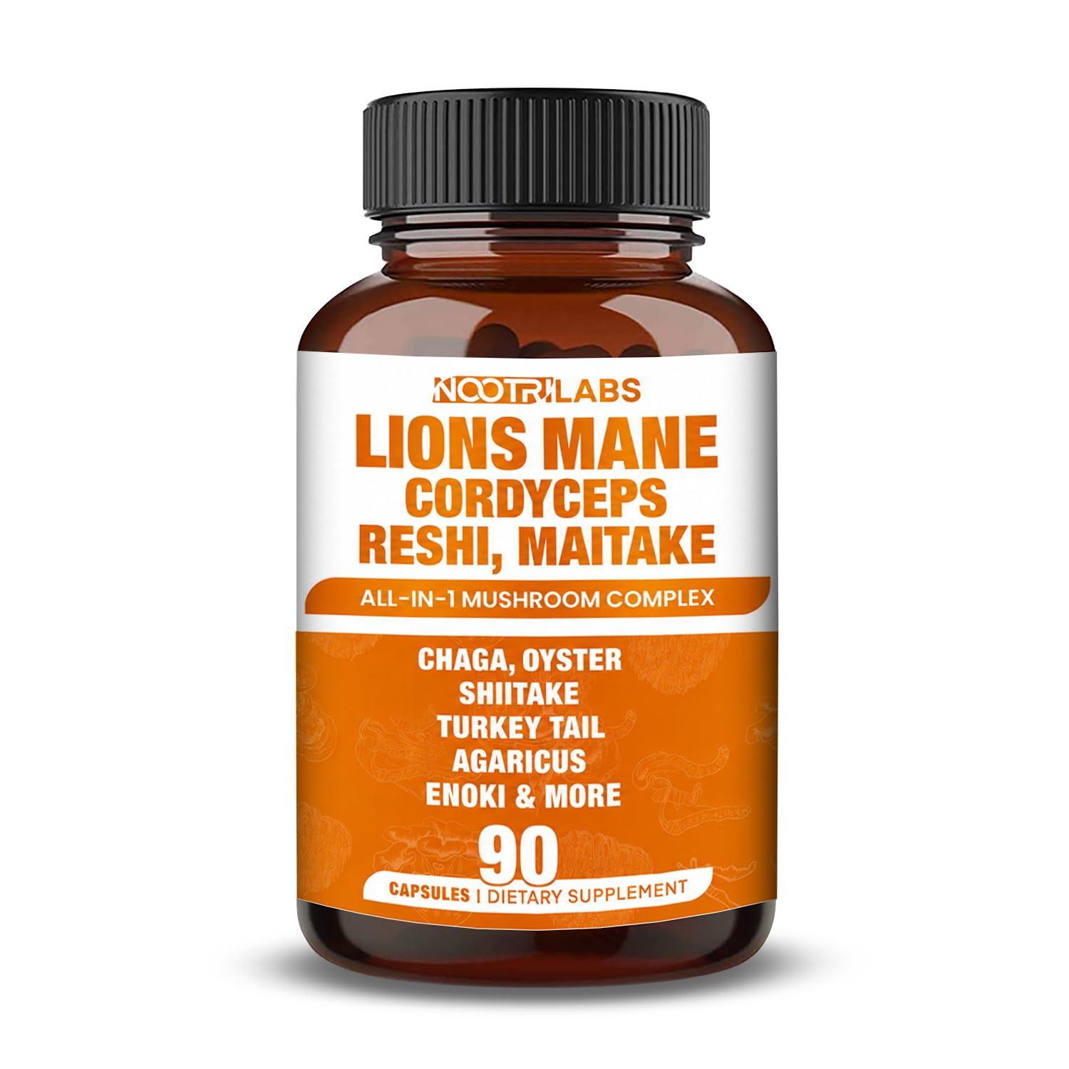 Nootrilabs Naturals Mushroom Complex Lions Mane, Cordyceps, Reishi, Maitake Capsules, 90 Count