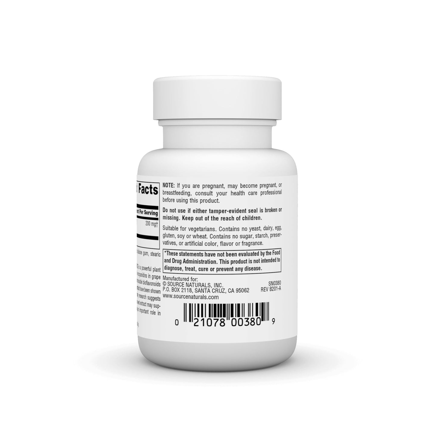 Source Naturals Grape Seed Extract Proanthodyn 200 mg Antioxidant Protection & Supports Healthy Aging Brain Tablets 30
