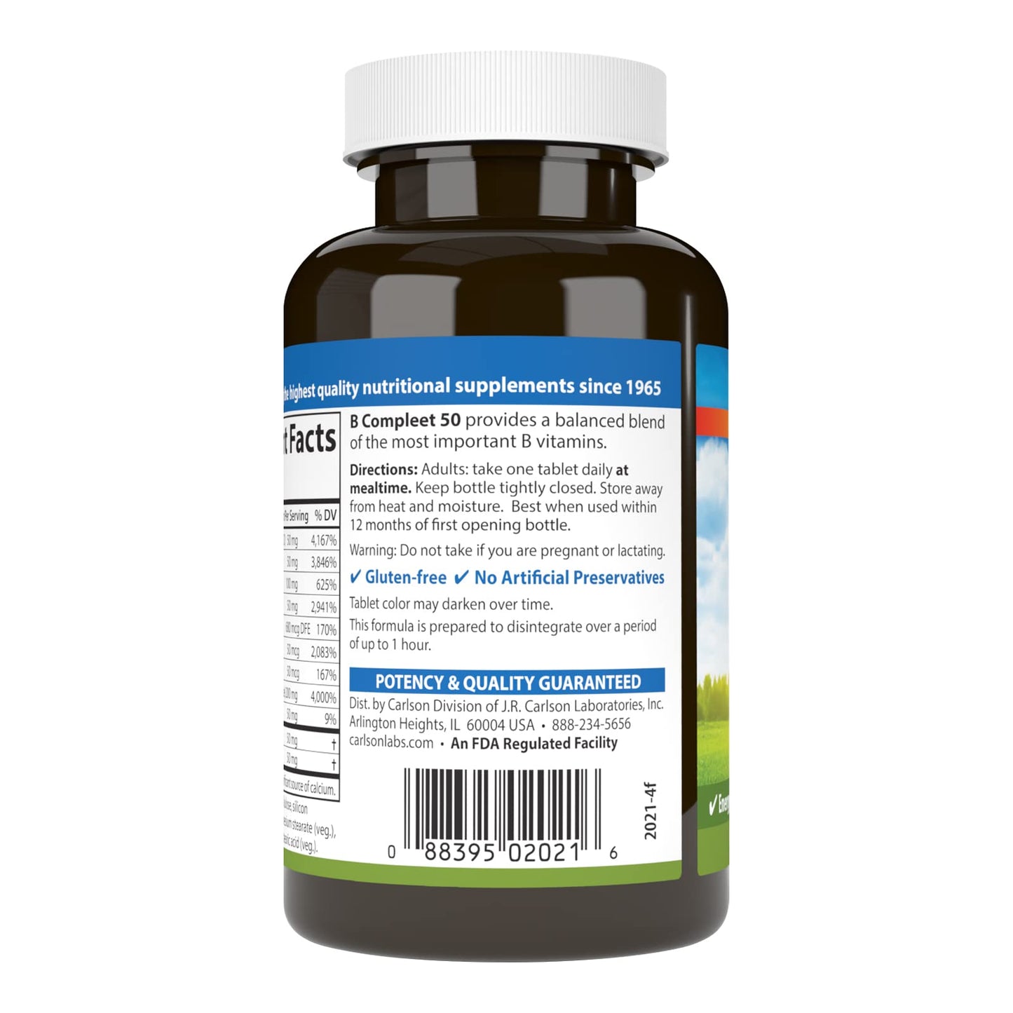 Carlson B Compleet 50 Balanced Vitamin B Complex Tablet, 100 Tablets