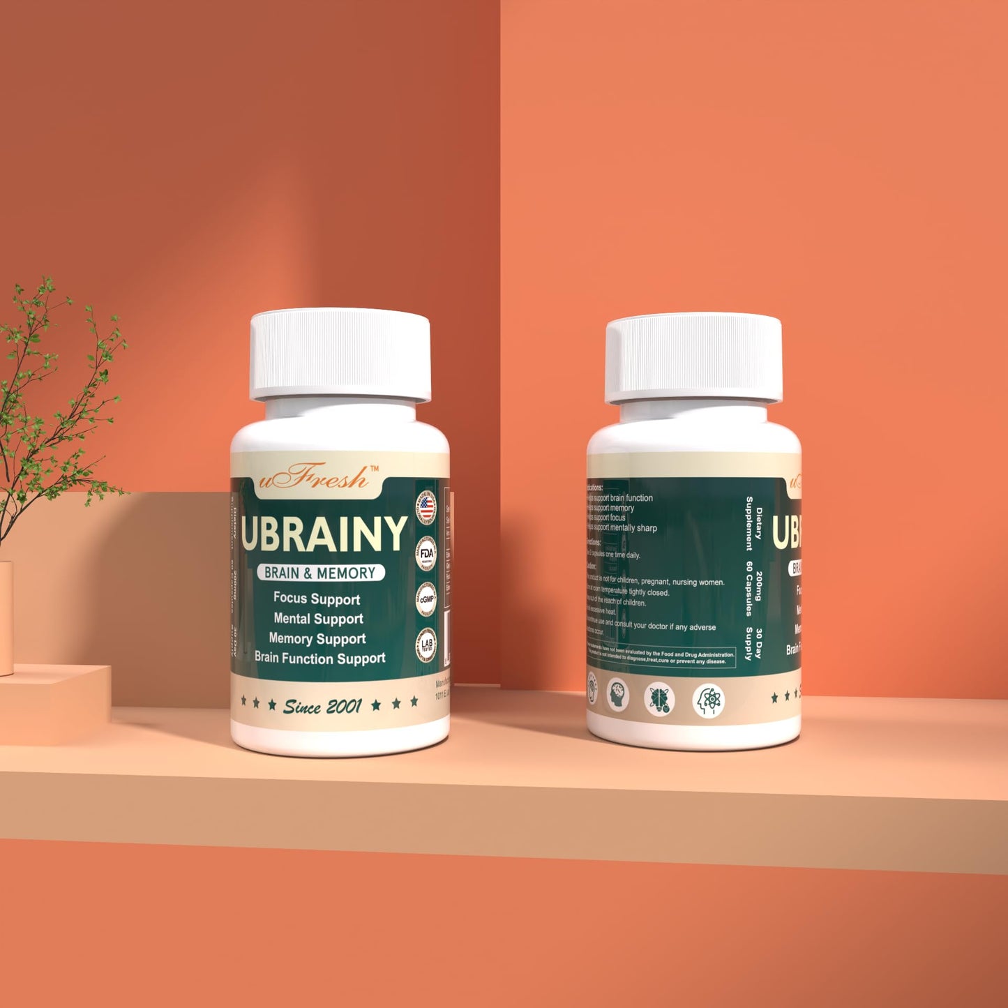 uFresh Ubrainy Brain and Memory Support Capsules, 1 Bottle