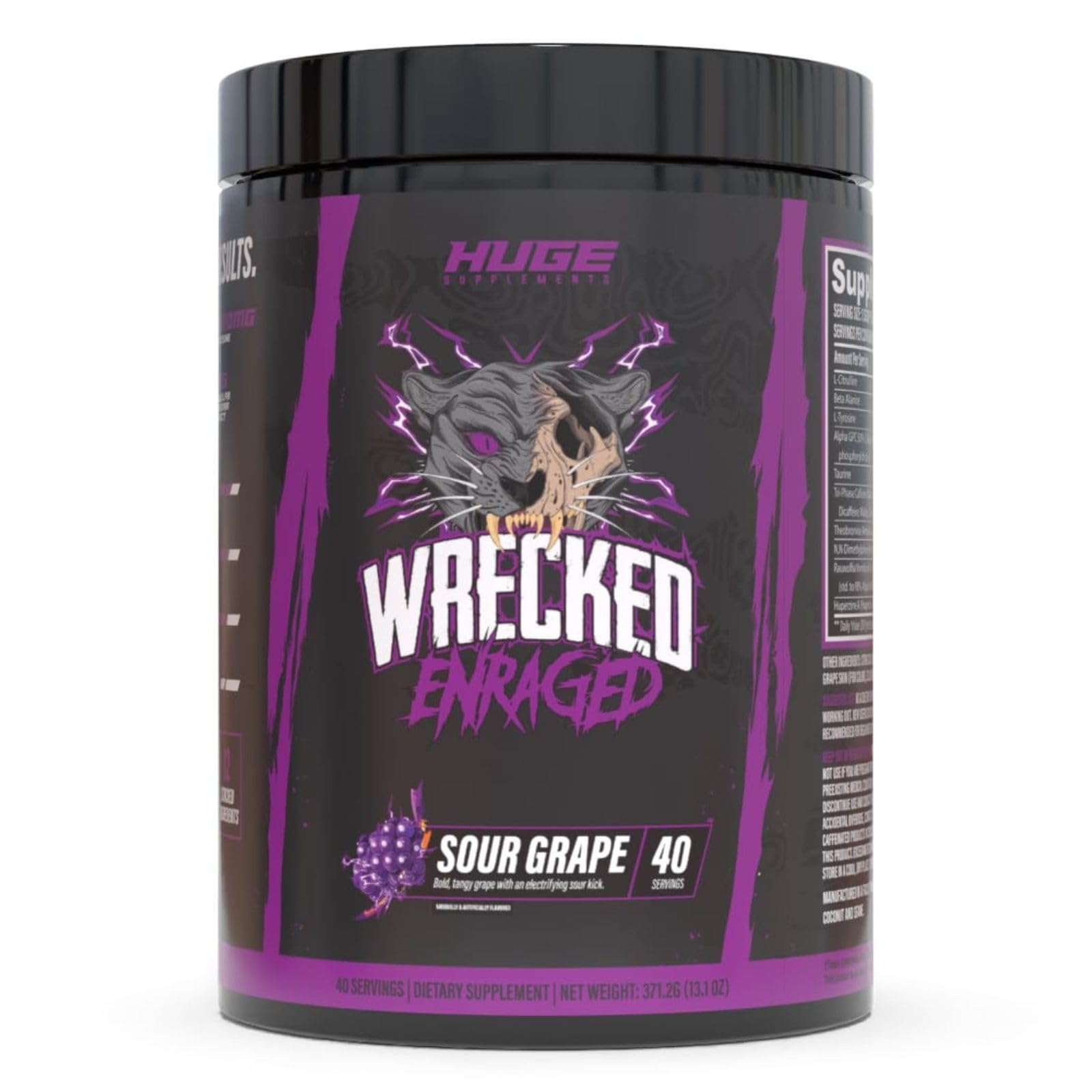 Huge Supplements Wrecked Enraged High Stim Pre Workout Powder 12 Ounce