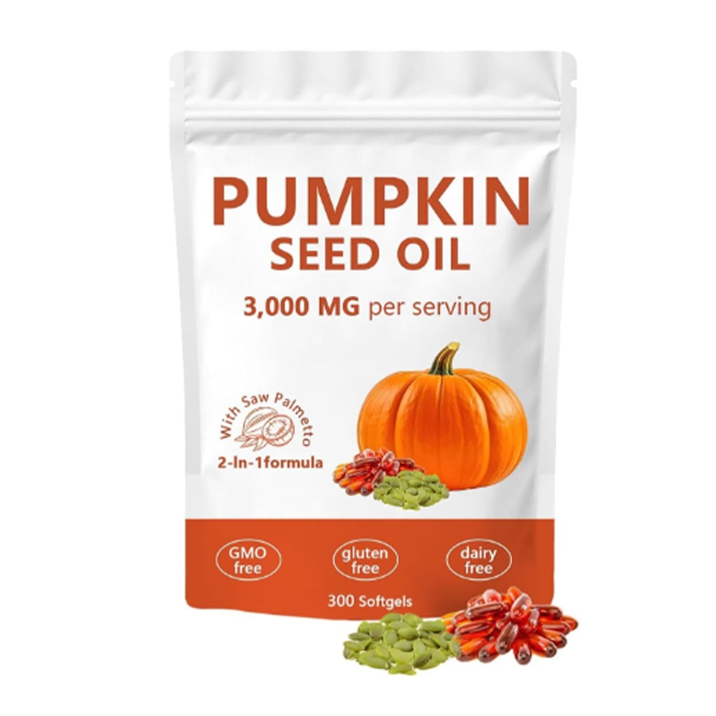 Generic Pumpkin Seed Oil with Saw Palmetto Capsules, 300 Count
