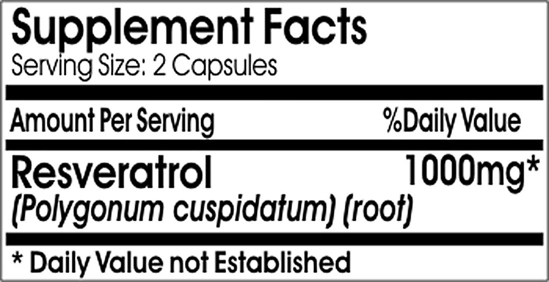 Vitamins Because Resveratrol 1000mg Capsule, 180 Capsules