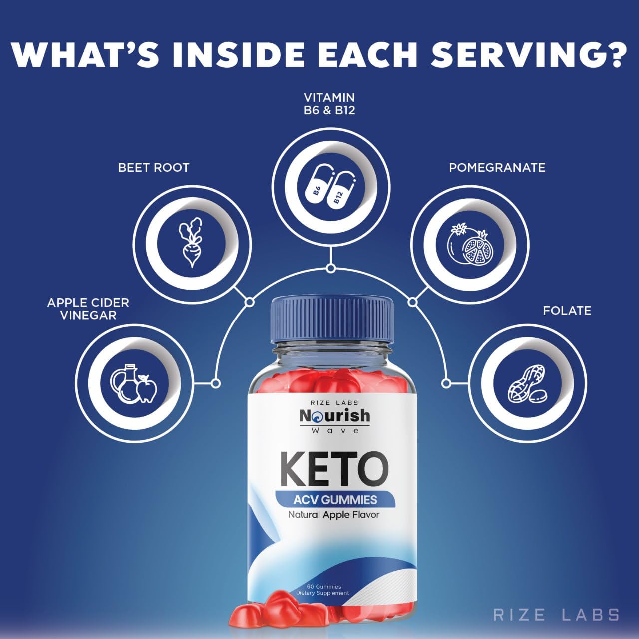 Rize Labs Nourish Wave Keto ACV Gummies, 60 Count