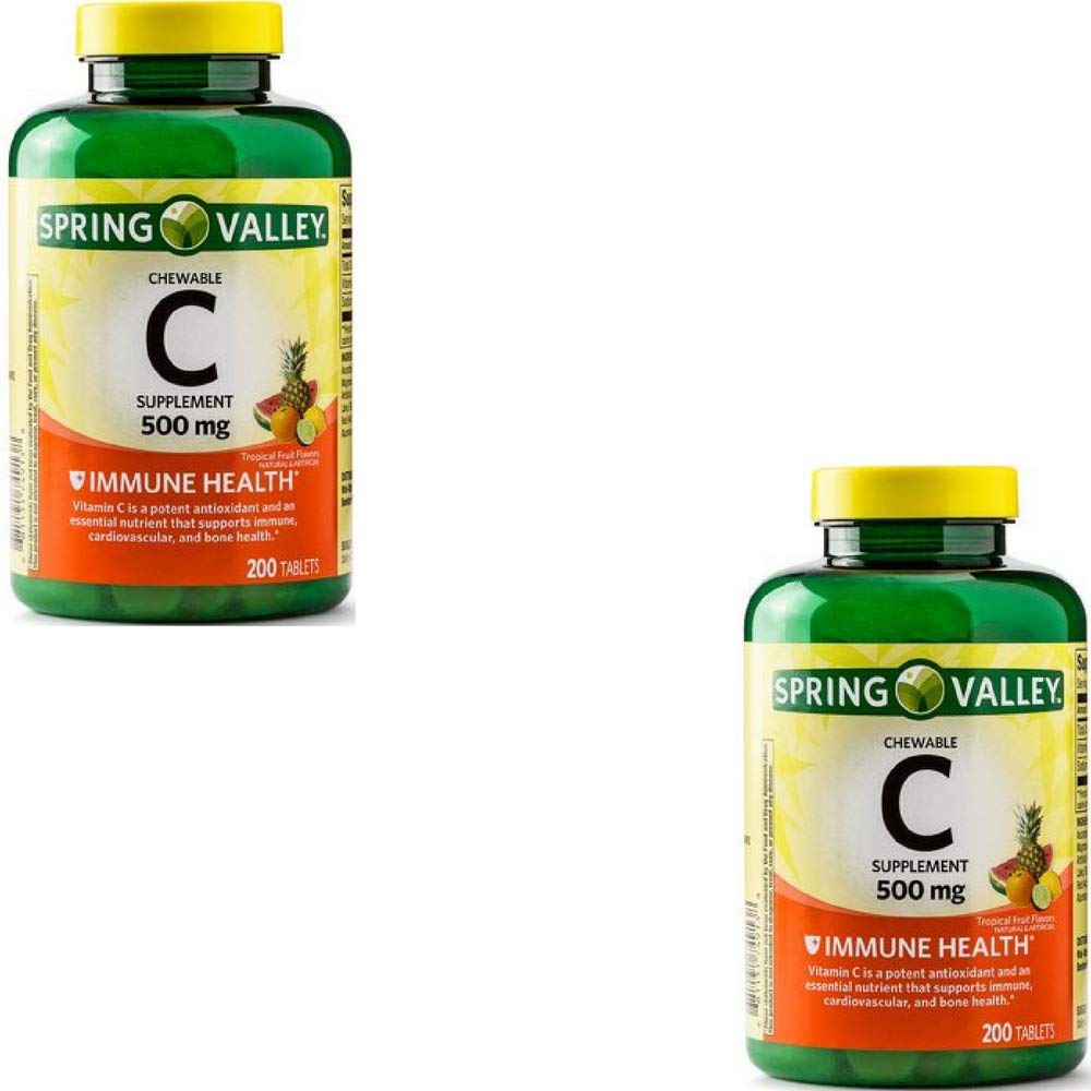 SANJIANKE Vitamin C 500 mg Chewable Tablets, 200 Count, 2 Pack