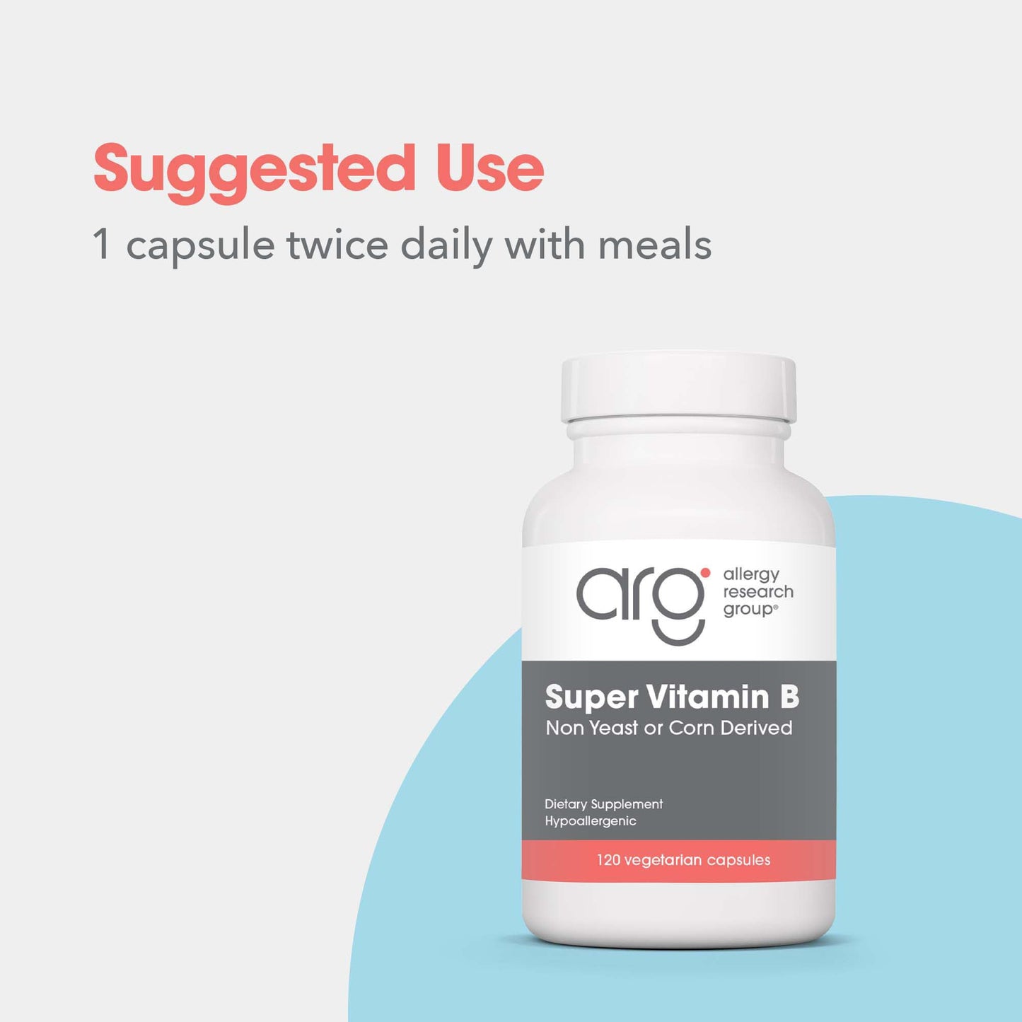 Allergy Research Group ARG Super Vitamin B - Complete B Vitamin Supplement - Capsule, 120 Count
