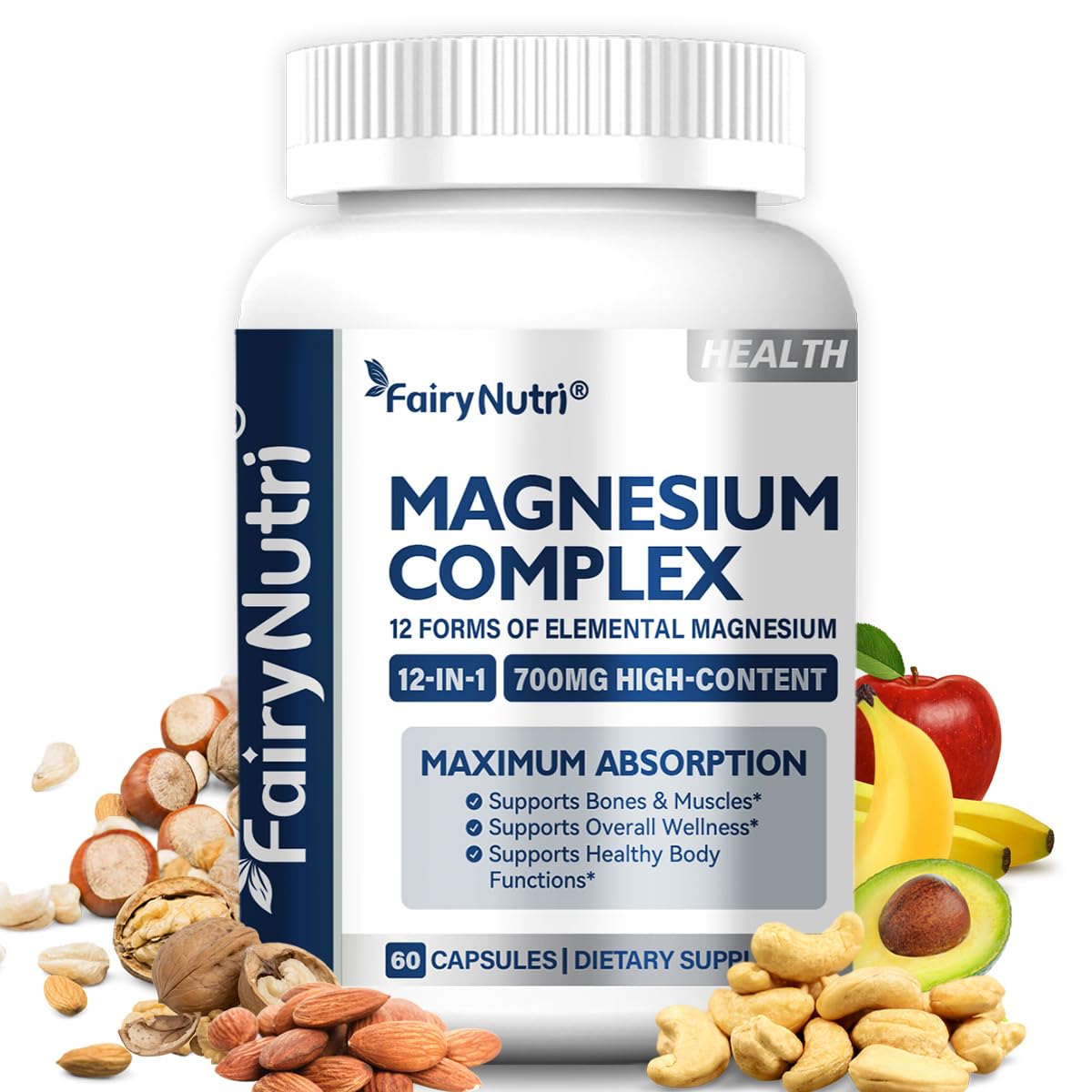 Fairynutri Magnesium Complex Supplement Capsules, 60 Count