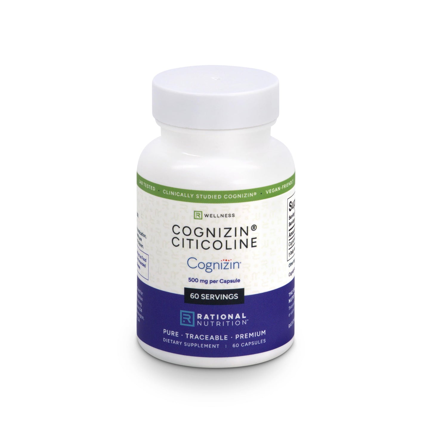 Rational Nutrition Cognizin Citicoline 500mg Capsules – CDP Choline Brain Support for Focus, Memory & Mental Clarity – 60 Count