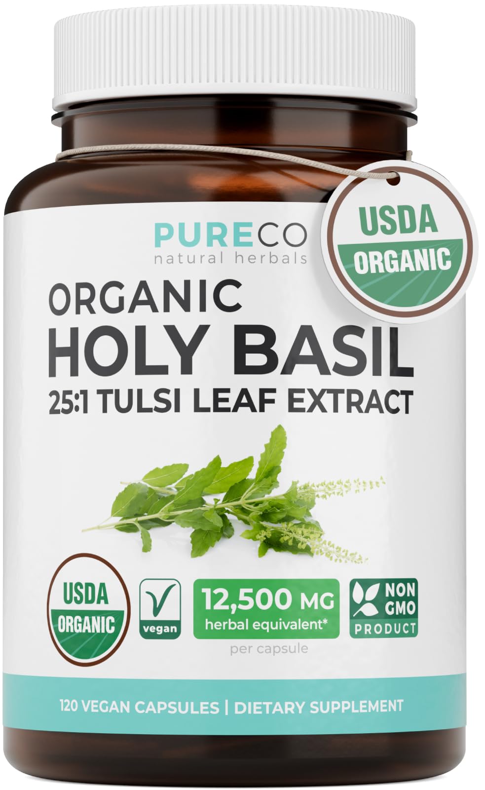 PURE CO Holy Basil Supplement Capsule 120 Count