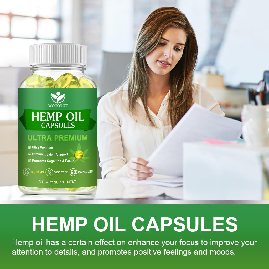 WOGORGT Hemp Oil Capsules Omega-3-6-9, 180 Capsules