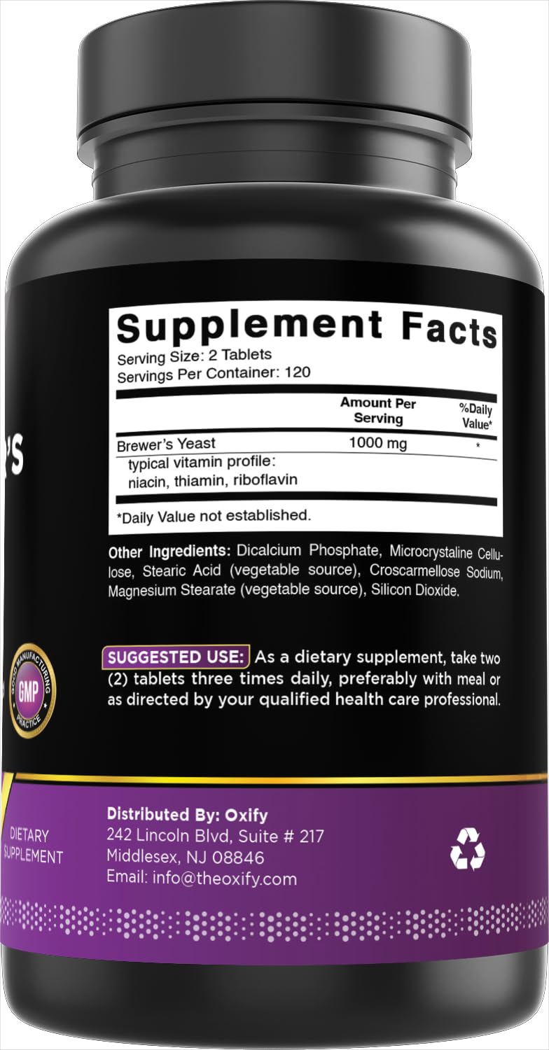 Oxify Brewer's Yeast 1000 mg Tablets, 240 Count