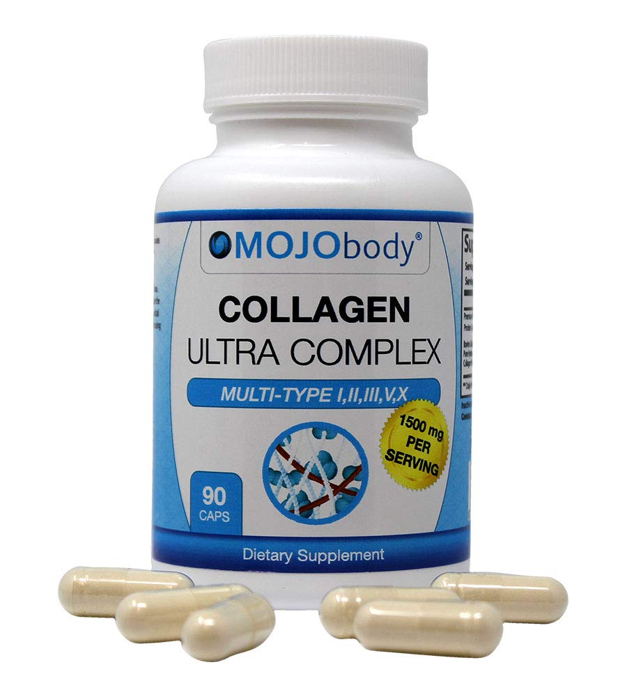 MOJObody Multi Collagen Ultra Complex Capsules (Types I, II, III, V & X), 1500mg Per Serving, 90 Capsules
