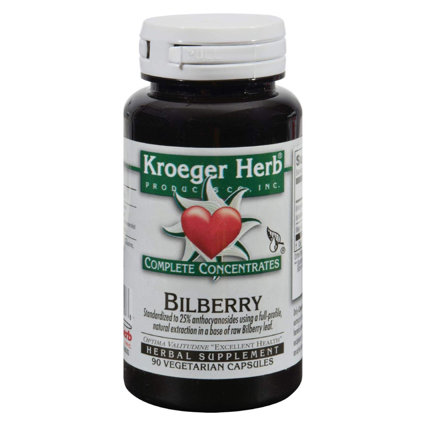 Kroeger Herb Products Bilberry 25% Capsules 90 Count