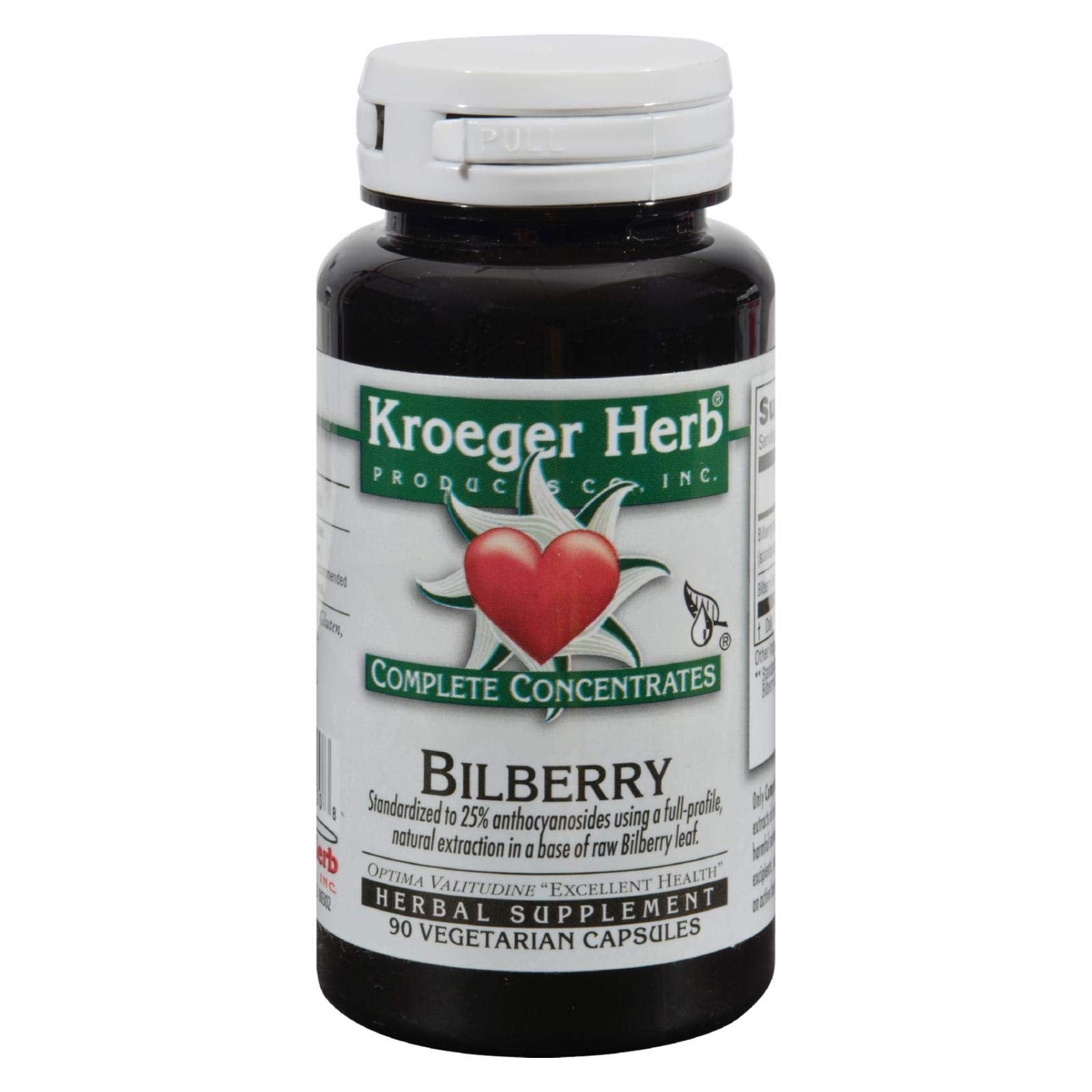 Kroeger Herb Products Bilberry 25% Capsules 90 Count