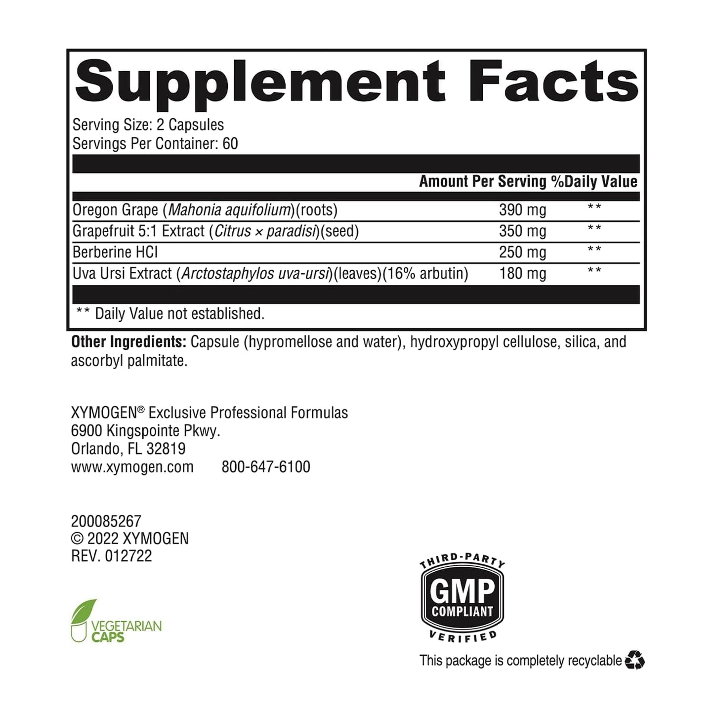 XYMOGEN Berbemycin Capsule 120 Capsules