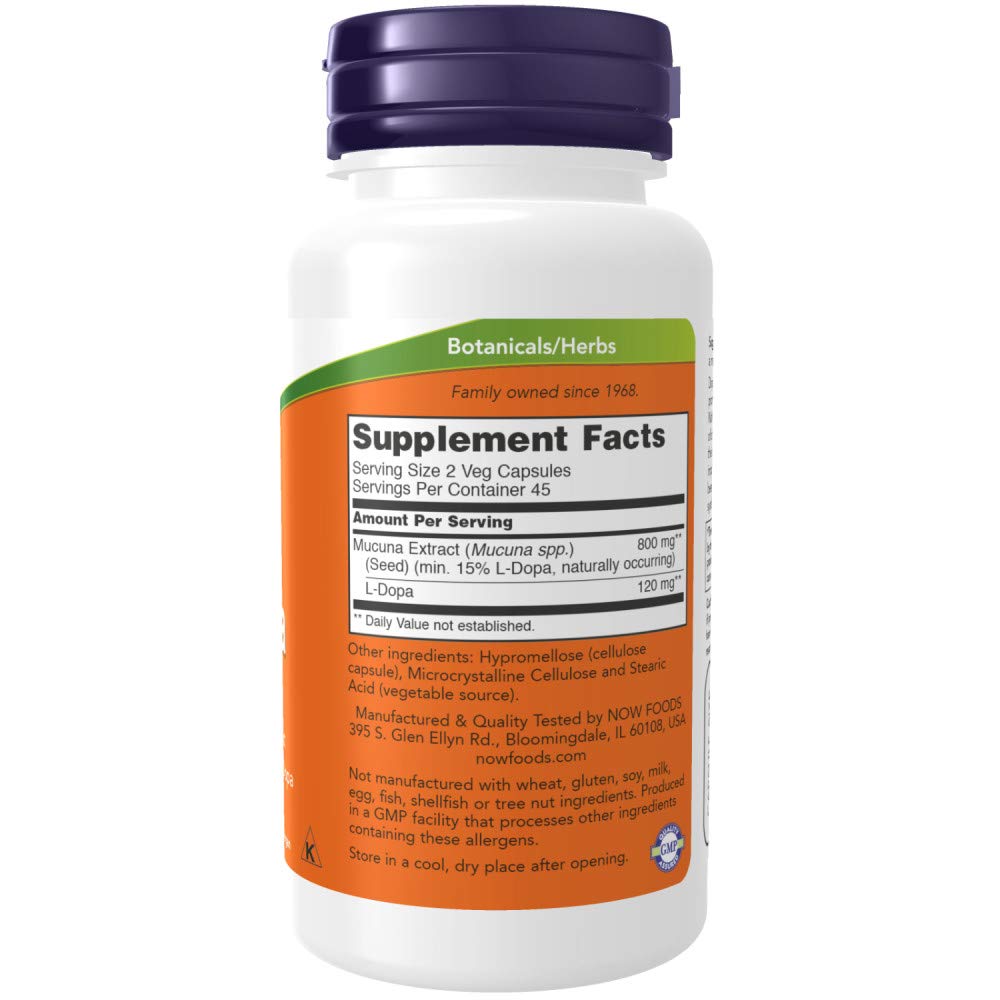 NOW Foods DOPA Mucuna Capsules, 180 Capsules