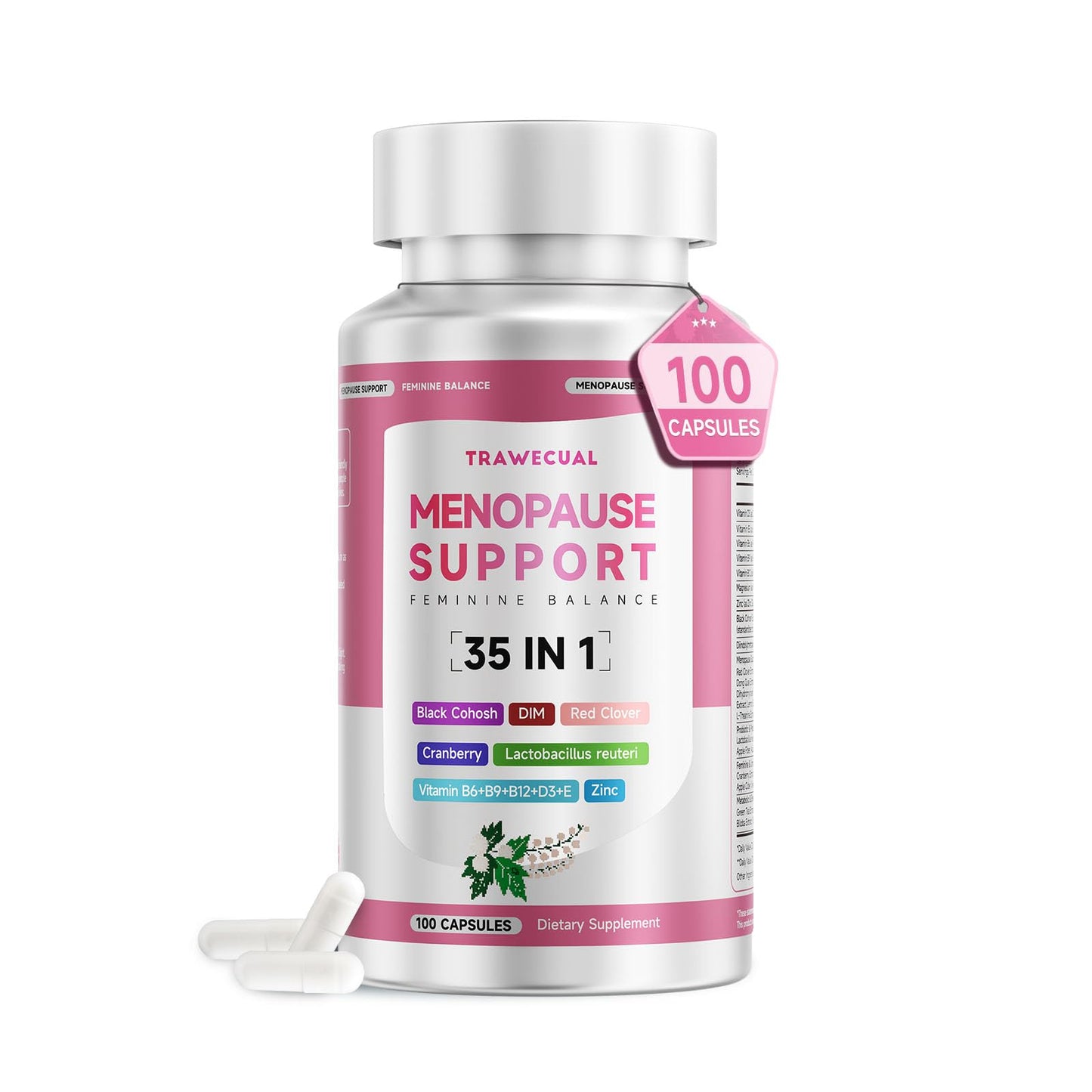 Trawecual Menopause Support with Black Cohosh & DIM, 100 Capsules
