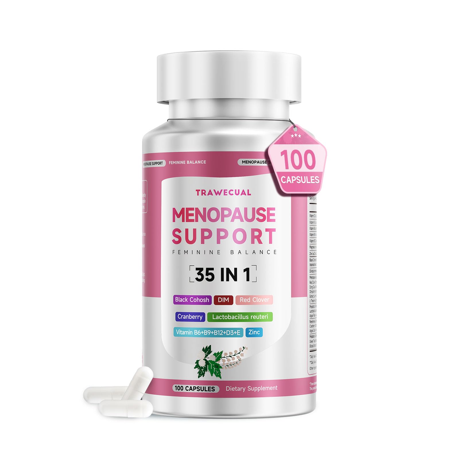Trawecual Menopause Support with Black Cohosh & DIM, 100 Capsules