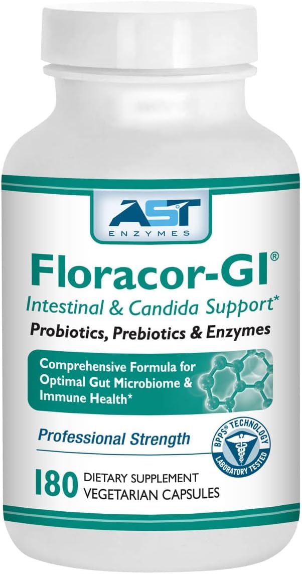 Floracor-GI SEBbiotic-CYC Candida Cleanse, Probiotic and Enzyme Support Formula 180 Capsules