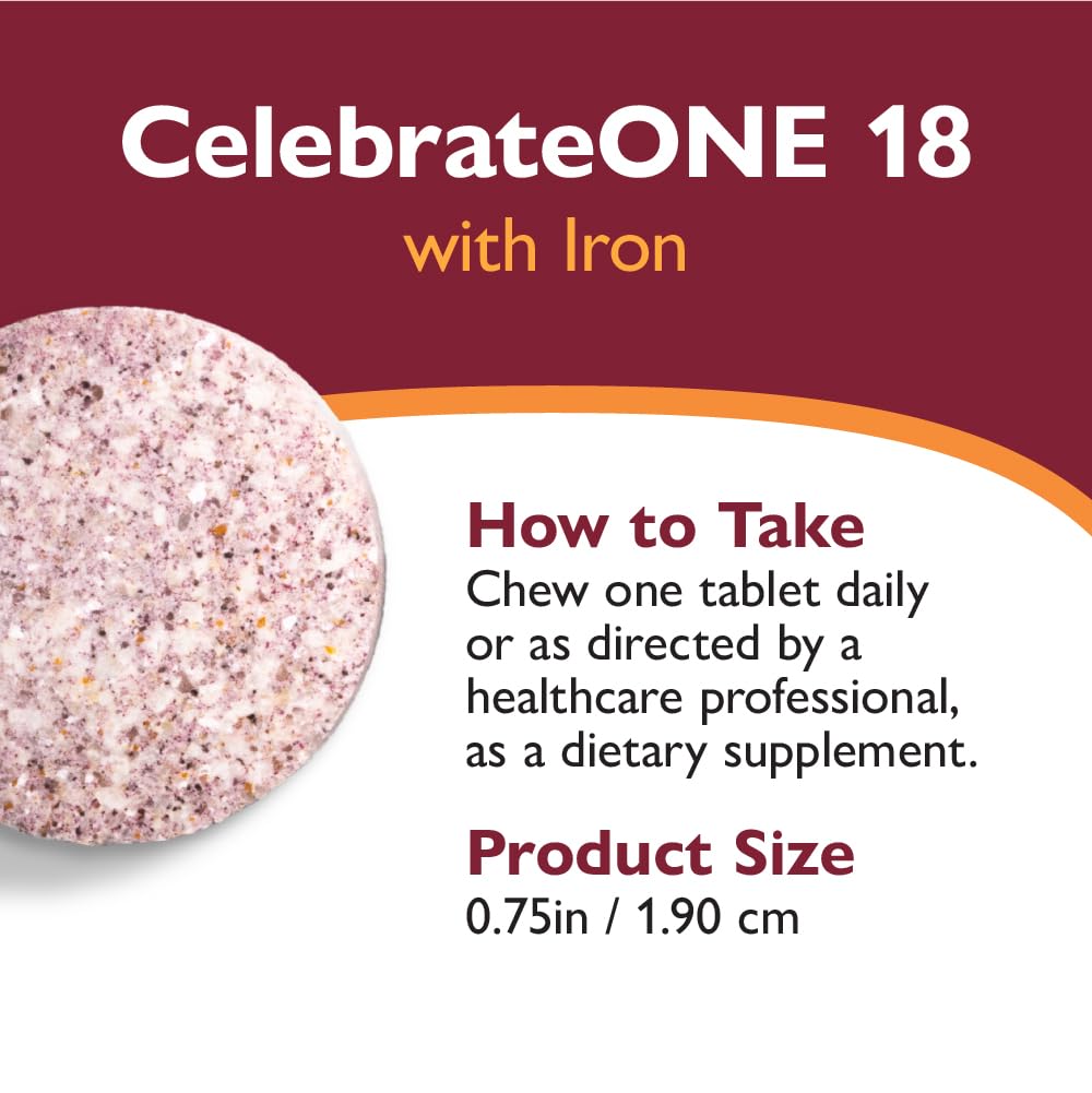 Celebrate Bariatric Supplements CelebrateONE 18 mg Iron Once Daily Bariatric Multivitamin, 90 Tablets