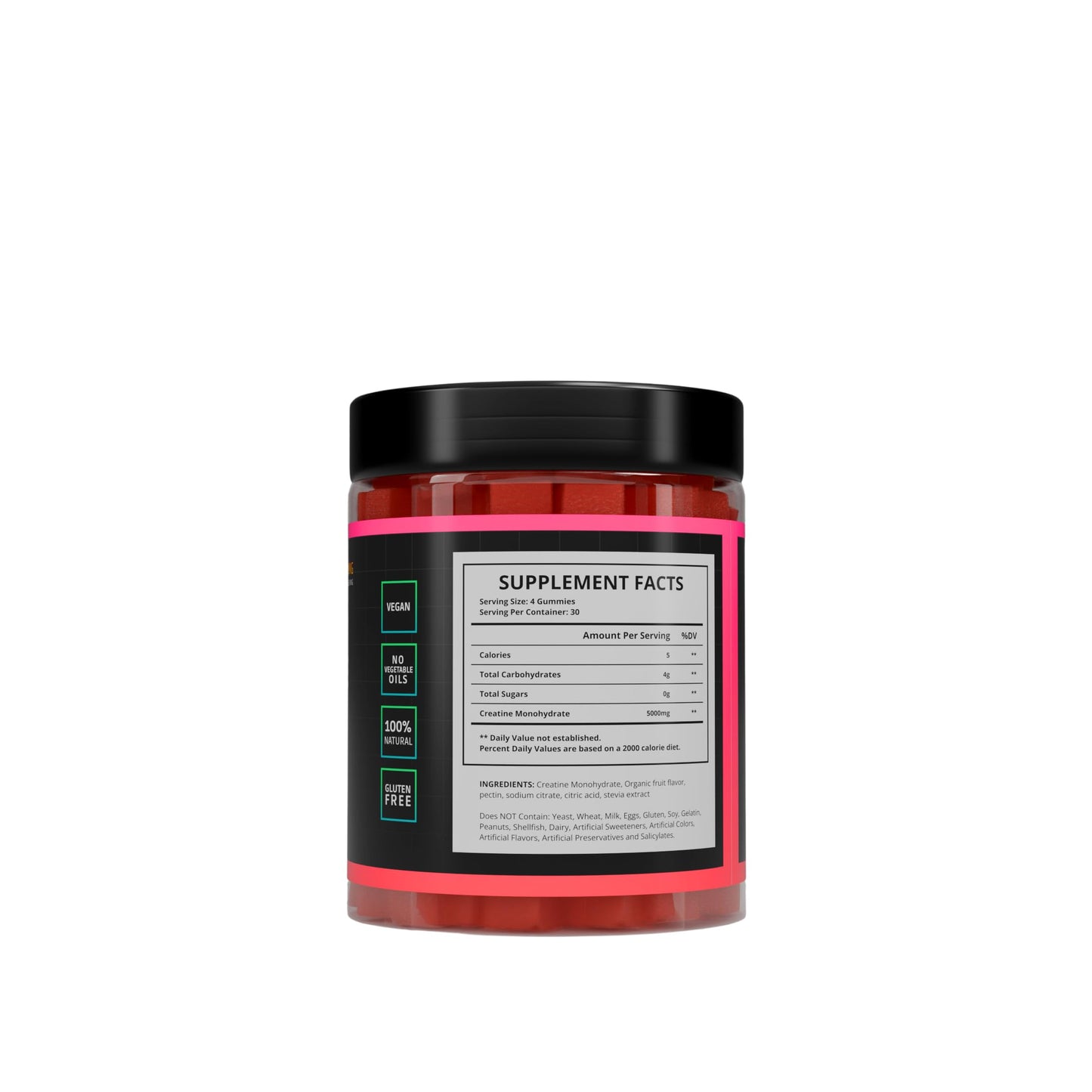Jaeva Sugar Free Creatine Monohydrate Gummies 5g, Strawberry, 120 Gummies