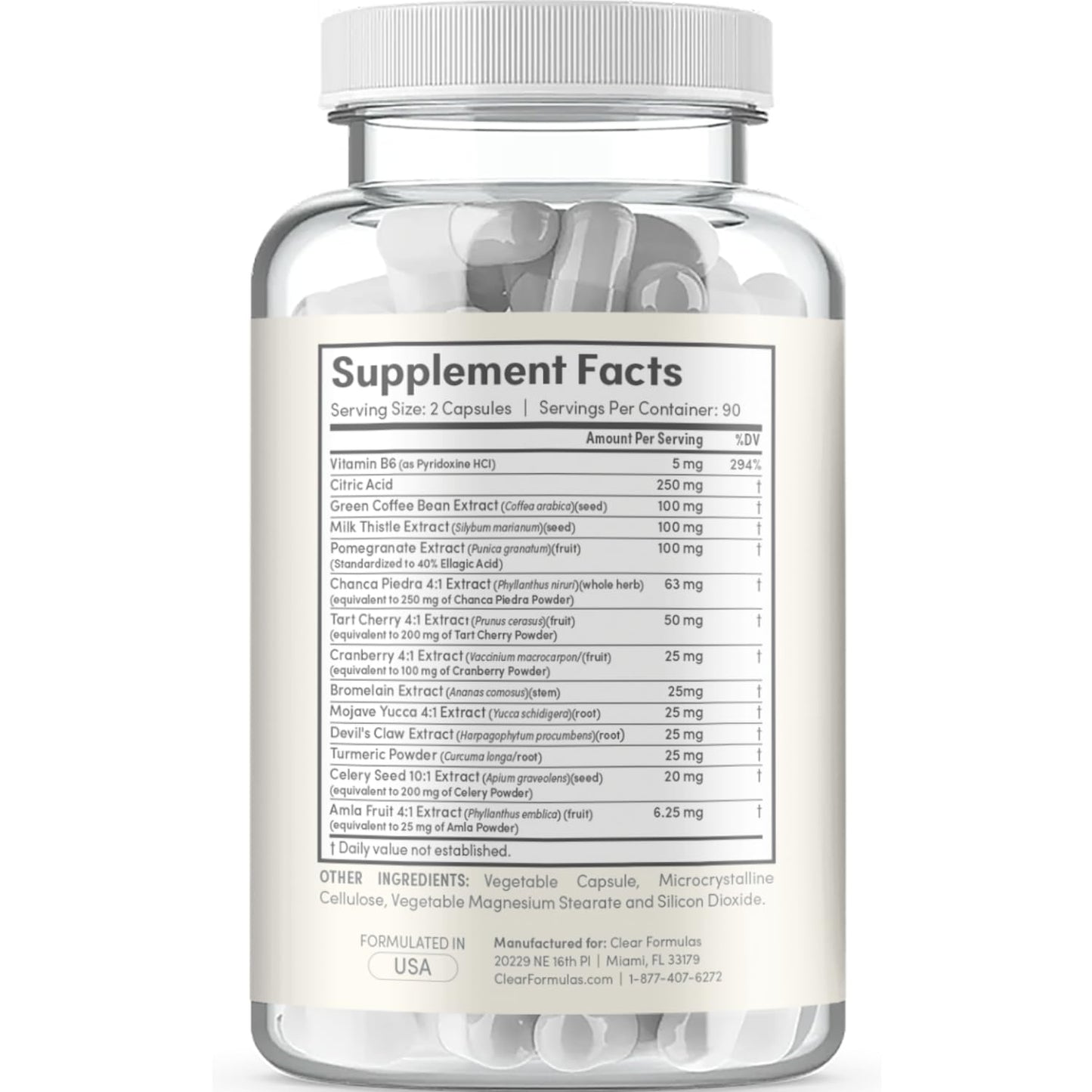 Clear Formulas Herbal Uric Acid Support Formula Capsule 180 Capsules