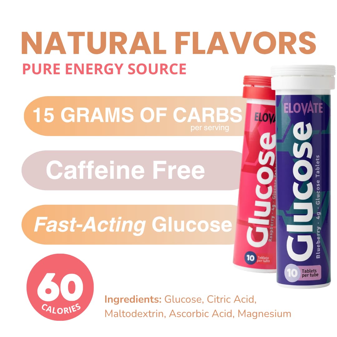 ELOVATE Glucose Tablets Easy to Chew 80 Count