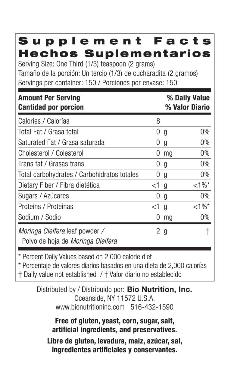 Bio Nutrition Organic Moringa Leaf Powder, 300 Grams