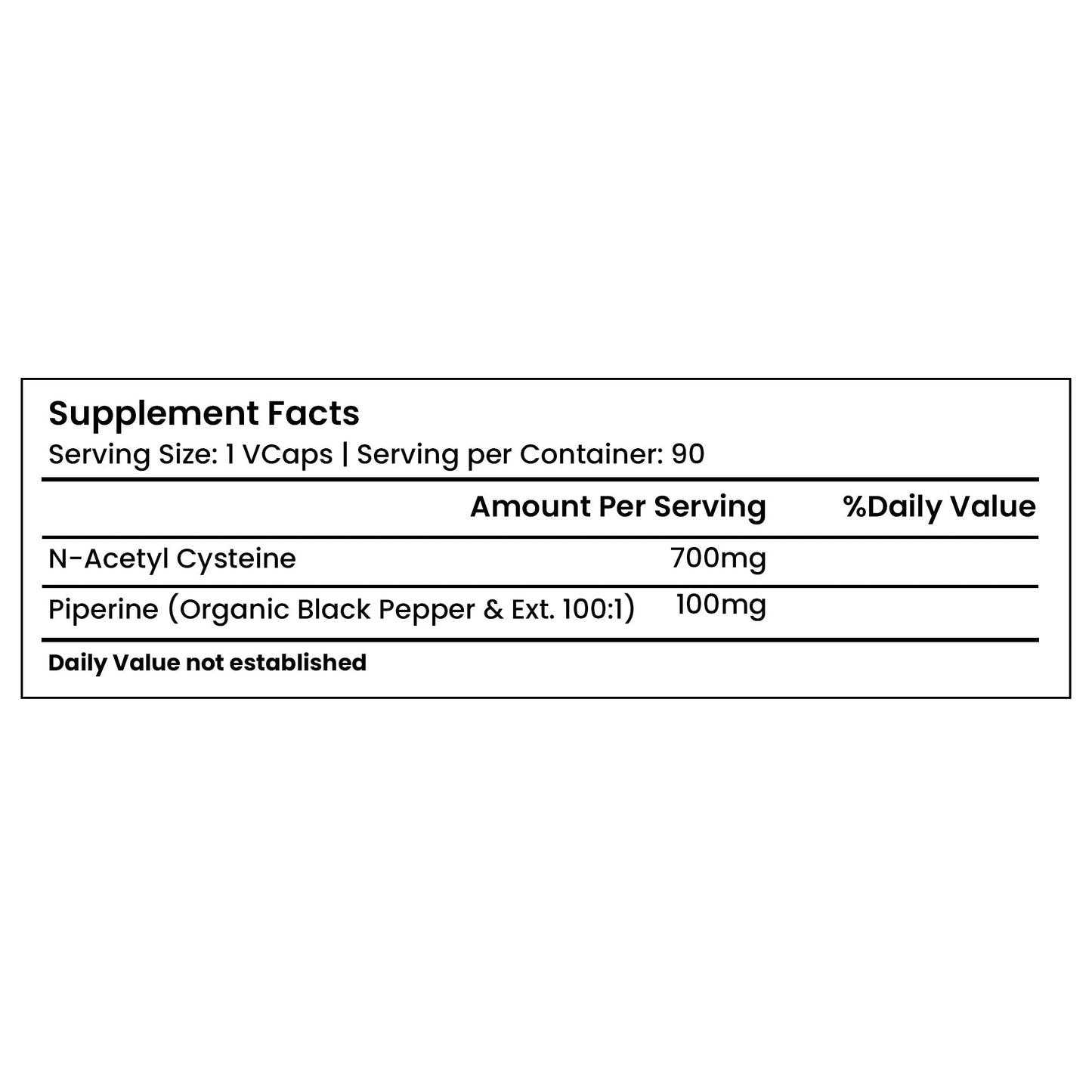 Green Organic Supplements N-Acetyl Cysteine Capsules 90 Count