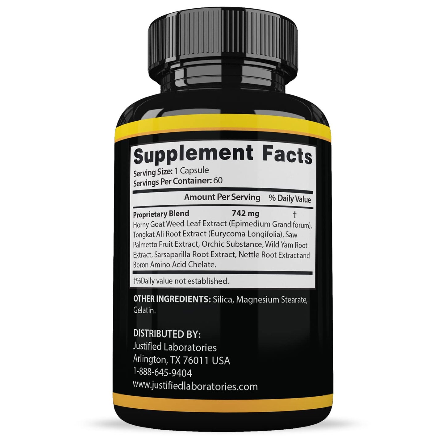 Justified Laboratories Sizegenix 742mg All Natural Advanced Men's Health Formula Capsules, 600 Capsules