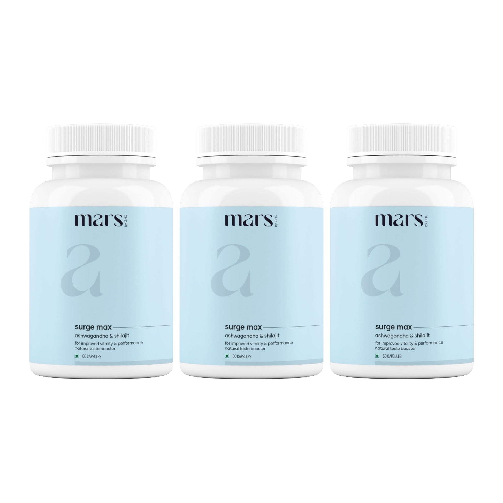 Mars by GHC Surgemax Natural Capsules with Shilajit & Safed Musli Supports Energy, Strength & Immunity for Active Lifestyle, 180 Capsules